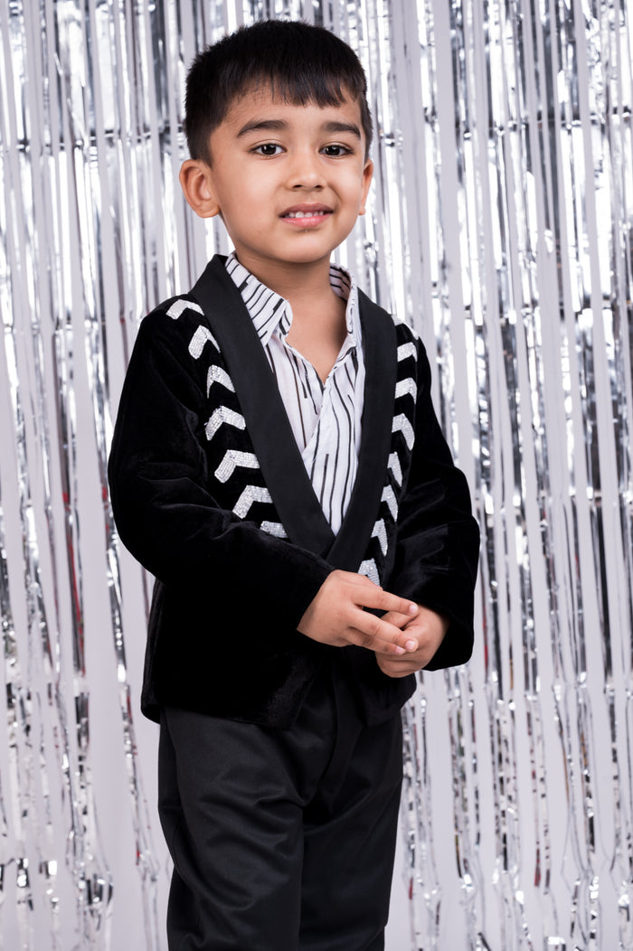 Elegant Noir Beaded  Suit Set