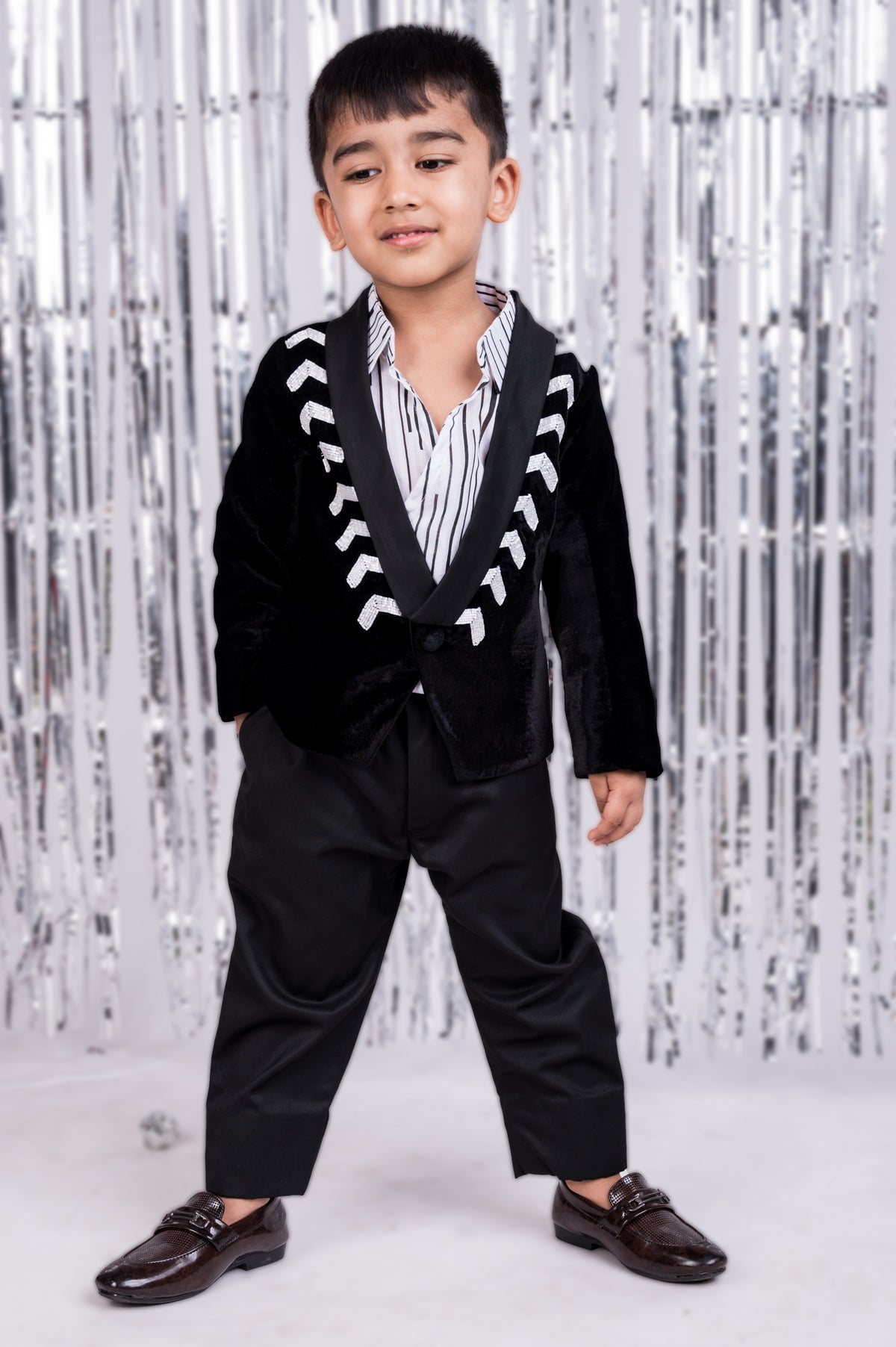 Elegant Noir Beaded  Suit Set