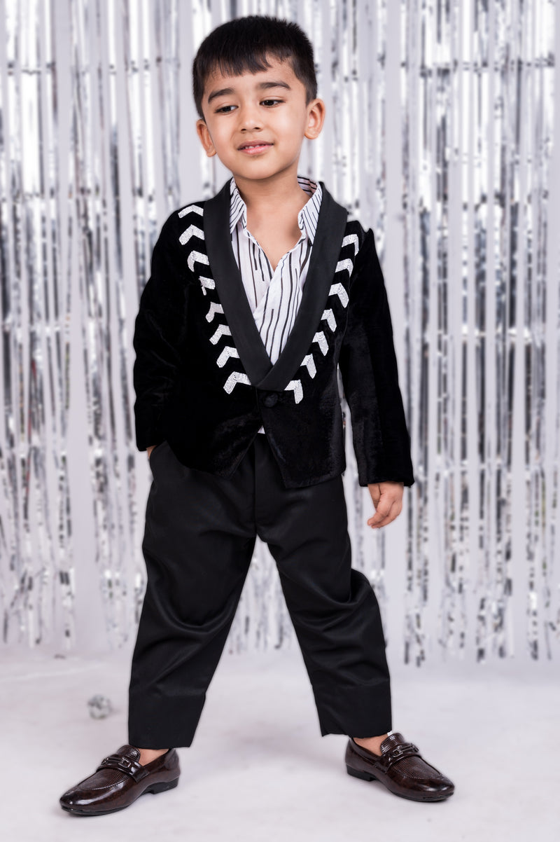 Elegant Noir Beaded  Suit Set