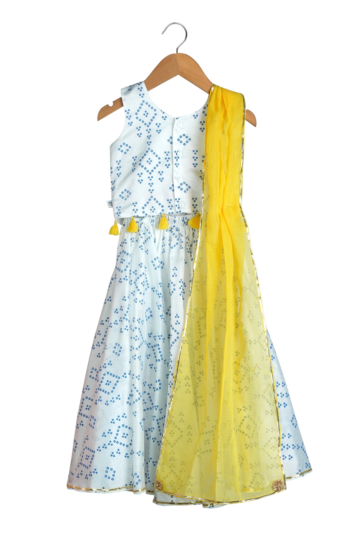 Bandhej Lehenga With Floral Embroidery
