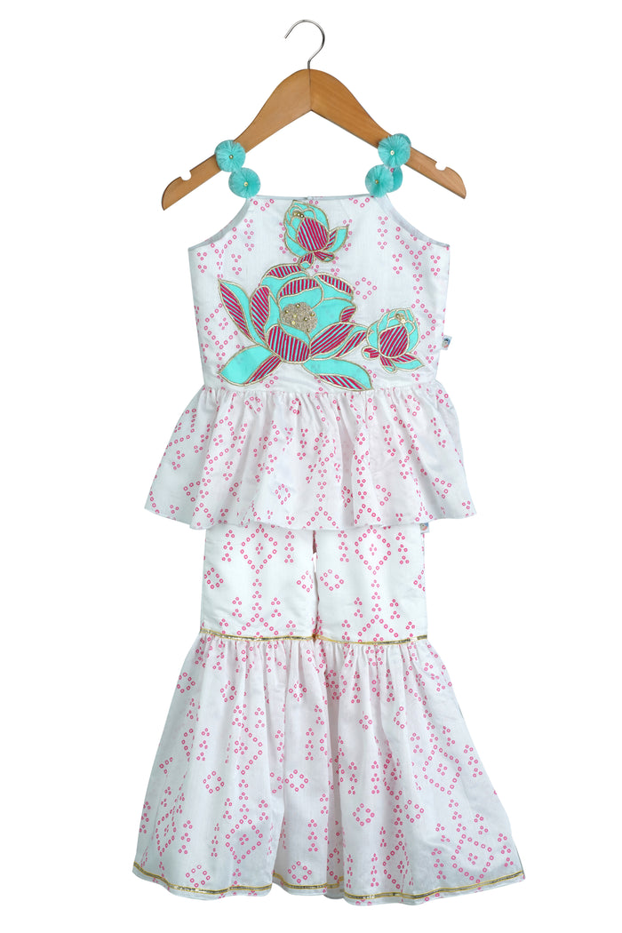 Bandhej Sharara With Floral Embroidery
