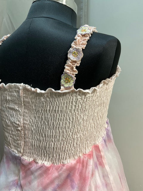 Tie Dye Frock With Smocking
