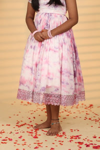 Pink And Purple Tie Dye Top And Skirt