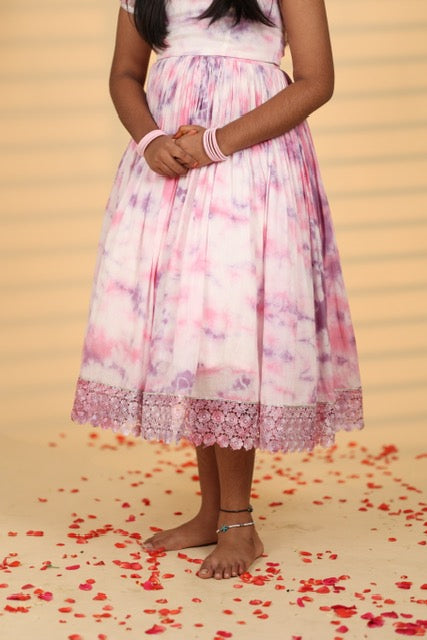 Pink And Purple Tie Dye Top And Skirt
