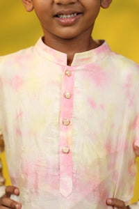 Pink And Yellow Tie Dye Kurta