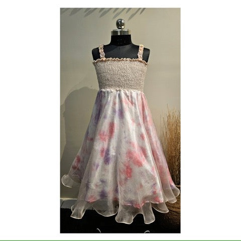 Tie Dye Frock With Smocking
