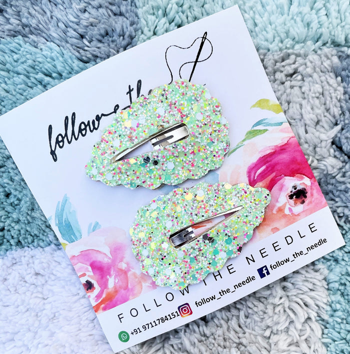 Faux Leather Glitter Snap Pins