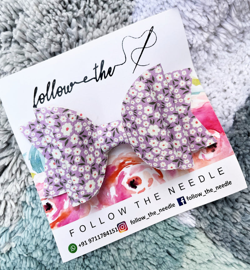 Faux Leather Floral Hairbow