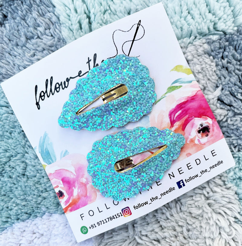 Faux Leather Glitter Snap Pins