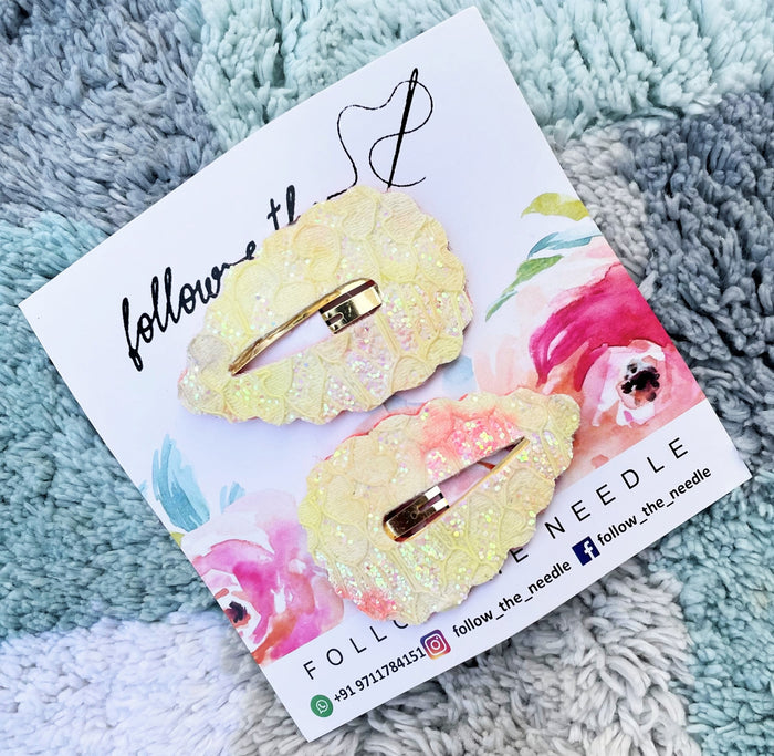 Faux Leather Glitter Snap Pins