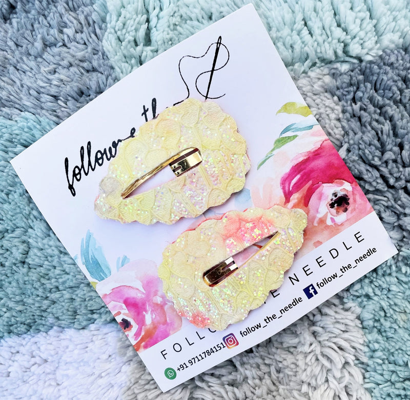 Faux Leather Glitter Snap Pins