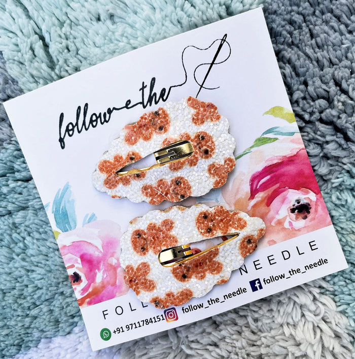 Faux Leather Ginger Breadman Glitter Snap Pins