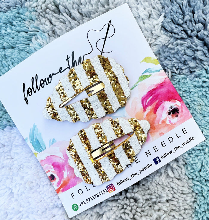 Faux Leather Glitter Snap Pins
