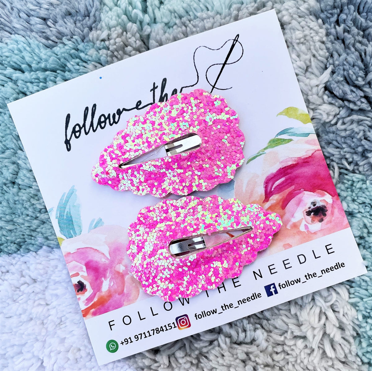 Faux Leather Glitter Snap Pins