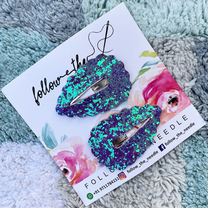 Faux Leather Glitter Snap Pins