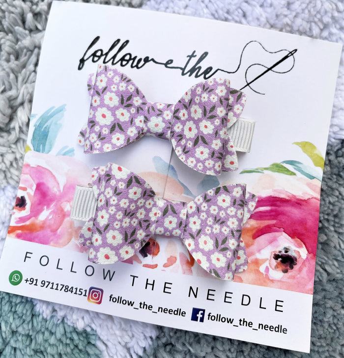 Faux Leather Floral Pair Bows