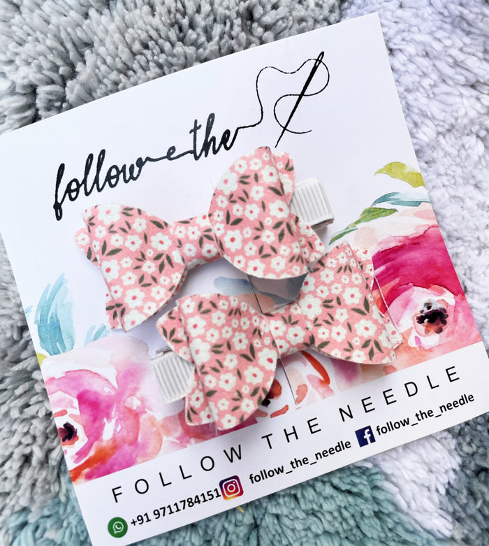 Faux Leather Floral Pair Bows