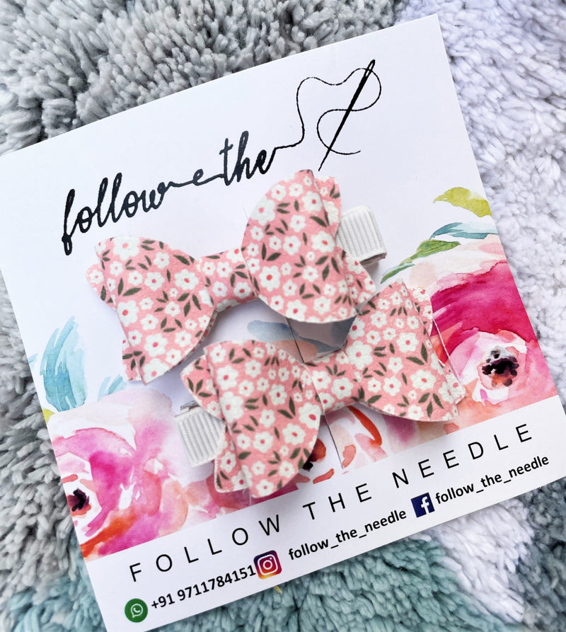 Faux Leather Floral Pair Bows