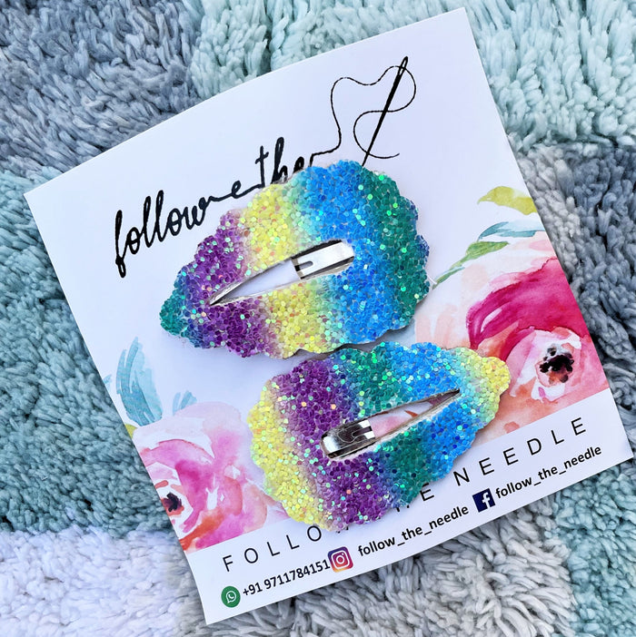Faux Leather Glitter Snap Pins