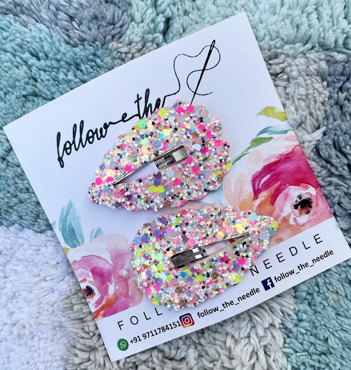 Faux Leather Glitter Snap Pins