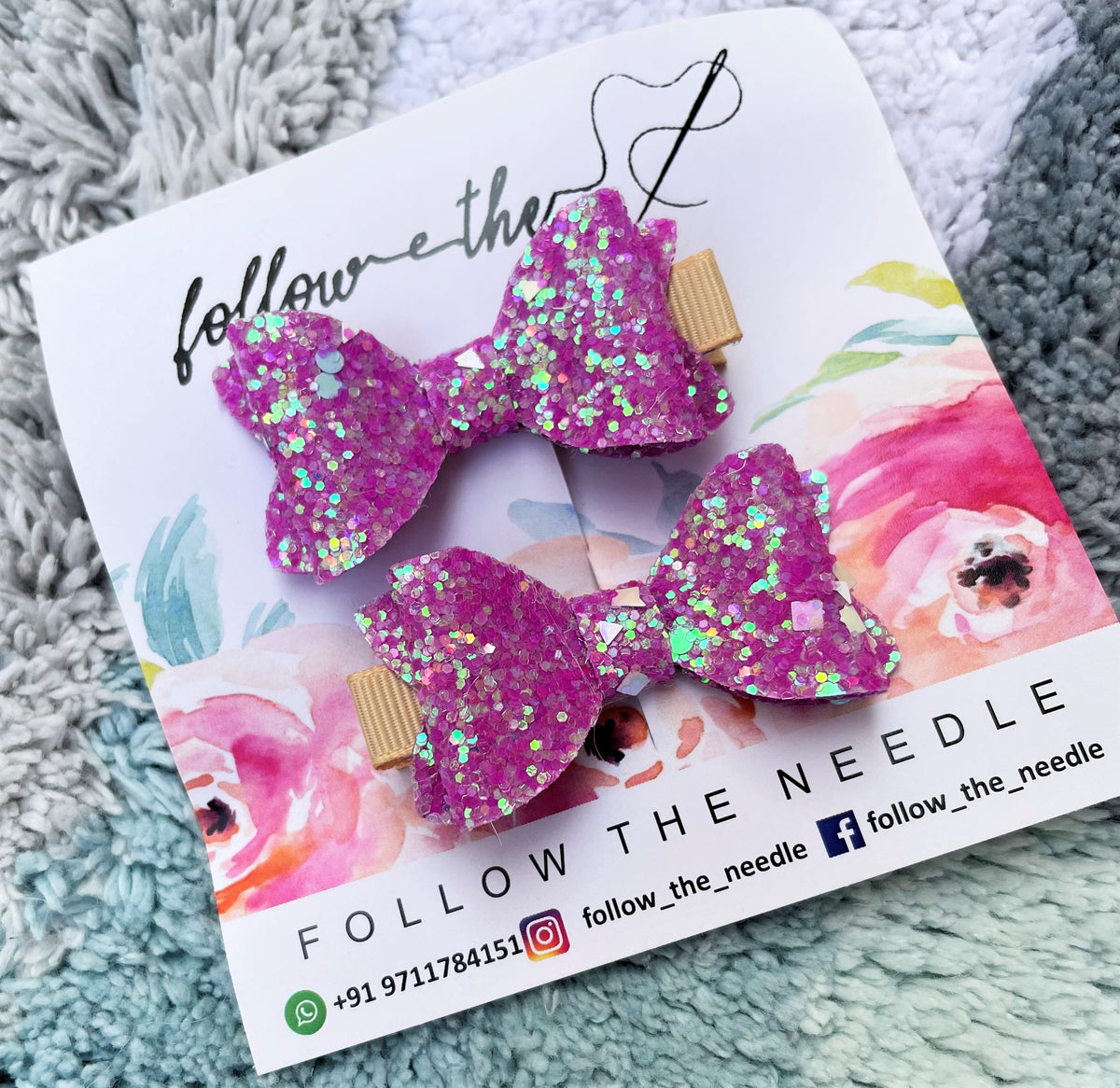 Faux Leather Glitter Sprinkle Pair Bows