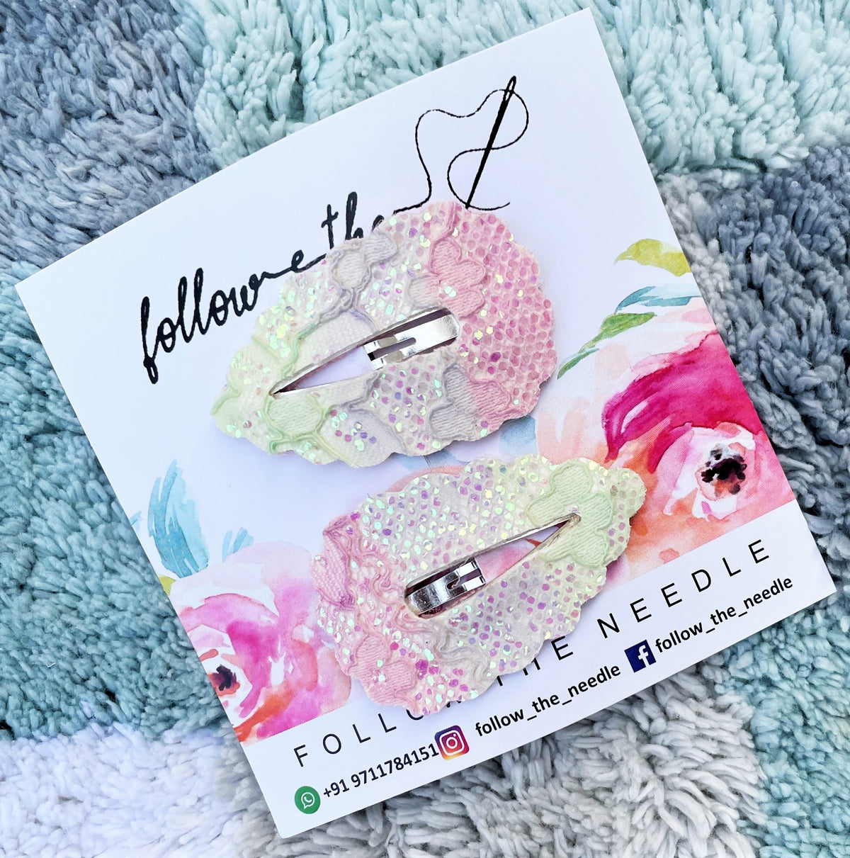 Faux Leather Glitter Snap Pins