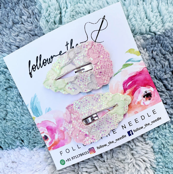 Faux Leather Glitter Snap Pins