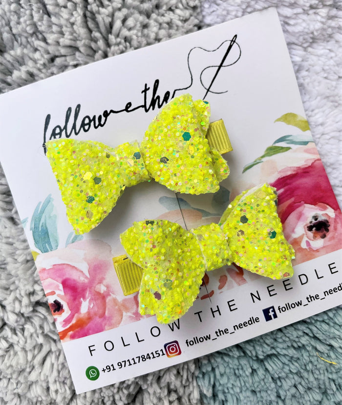 Faux Leather Glitter Pair Bows