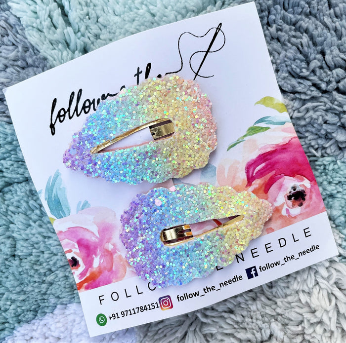 Faux Leather Glitter Snap Pins