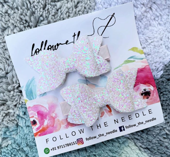 Faux Leather Glitter Pair Bows