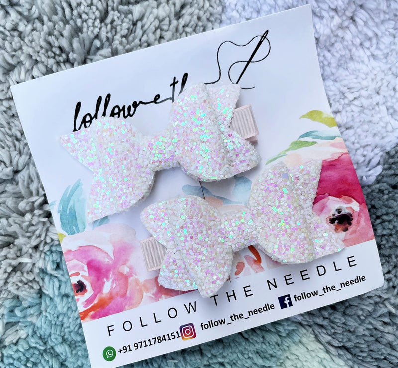 Faux Leather Glitter Pair Bows