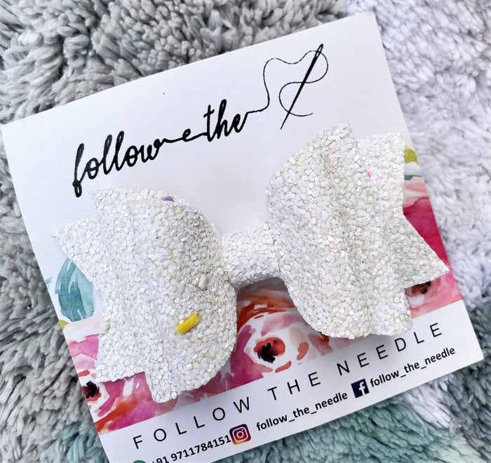 Faux Leather Glitter Hairbow