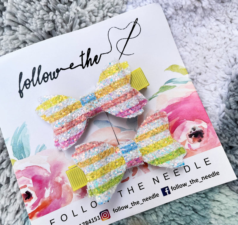 Faux Leather Glitter Birthday Pair Bows