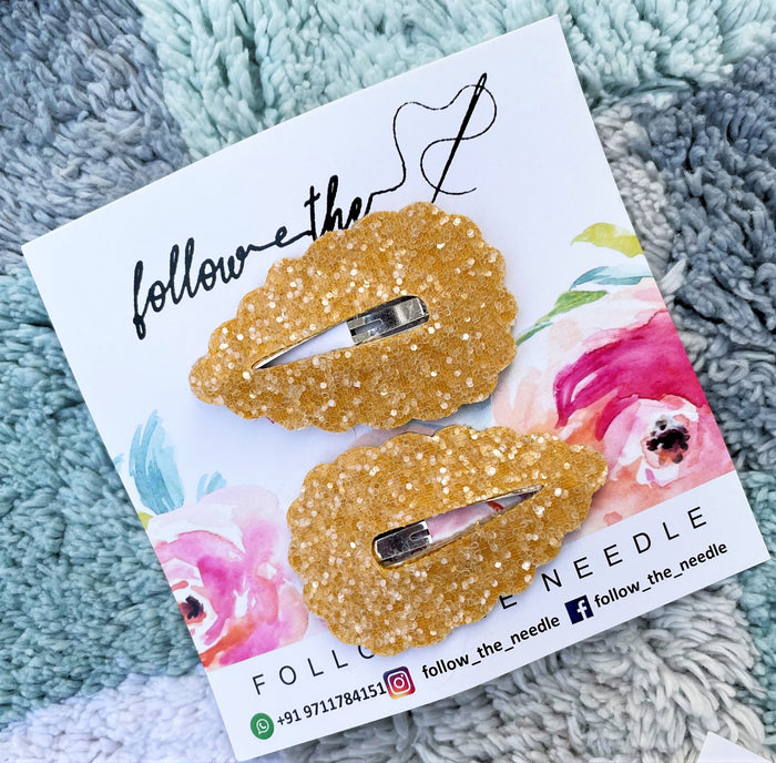 Faux Leather Glitter Snap Pins