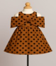 Orange & Black Polka Dot Big bow Frock