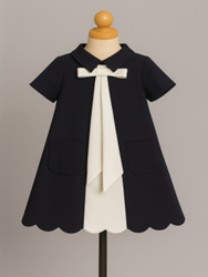 Black with White Bow Layer Dress