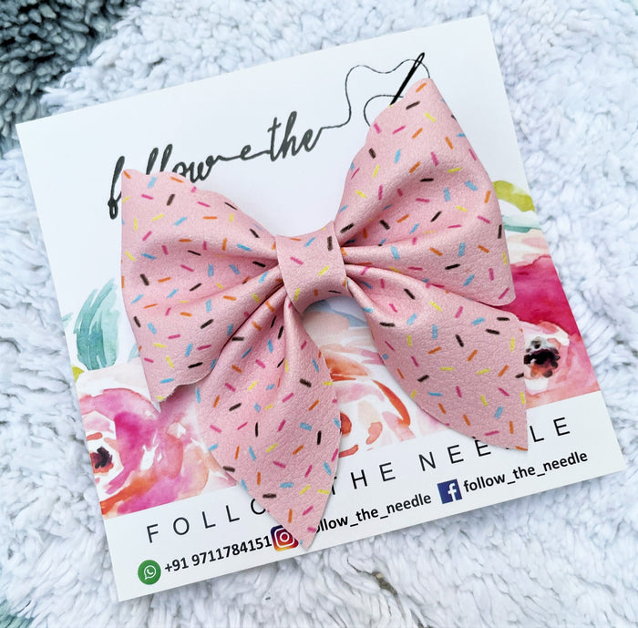 Faux Leather Sprinkle Hairbow