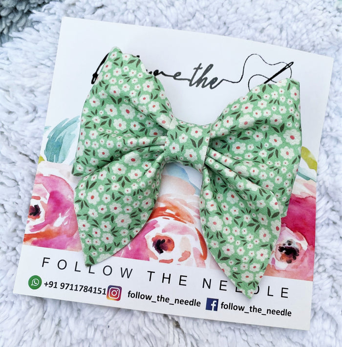 Faux Leather Floral Hairbow