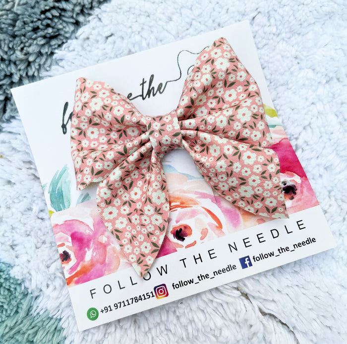 Faux Leather Floral Hairbow