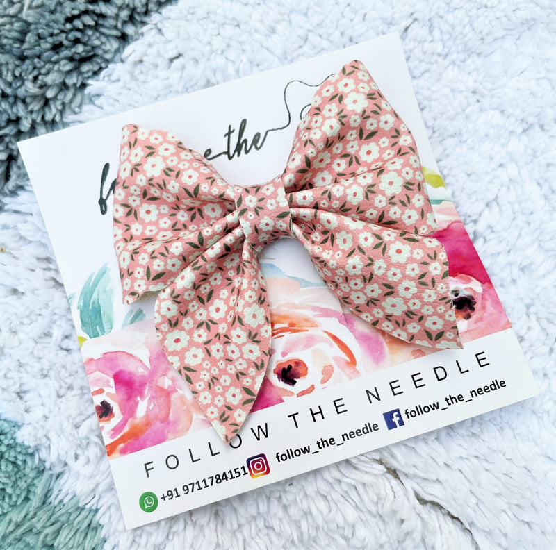 Faux Leather Floral Hairbow