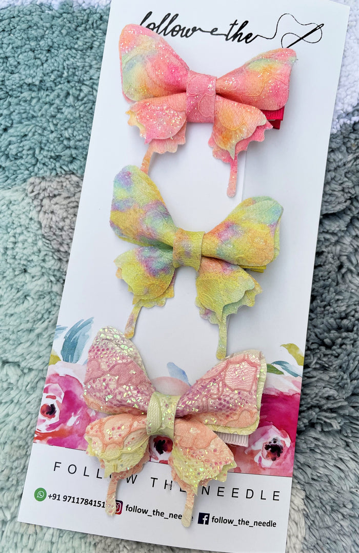 Faux Leather Glitter Butterfly Pins