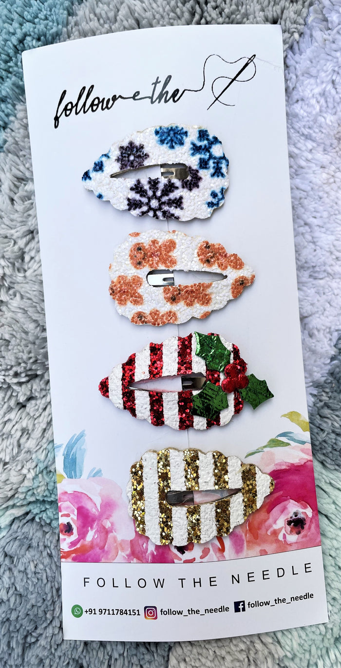 Faux Leather Glitter Snap Pins