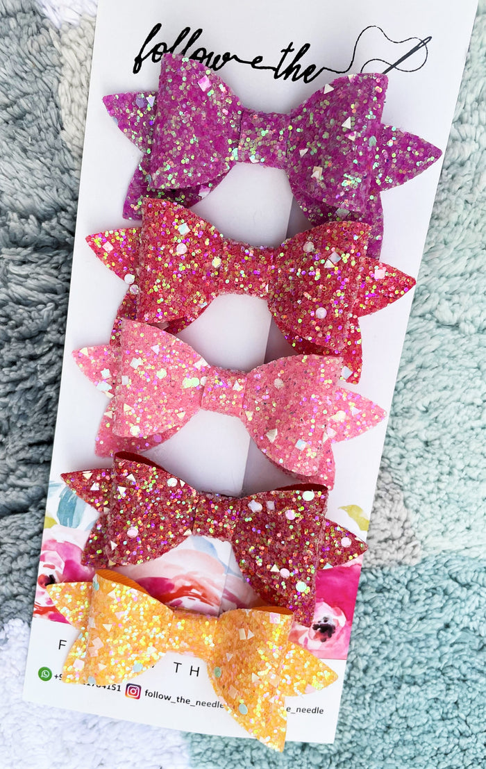 Faux Leather Glitter Bows