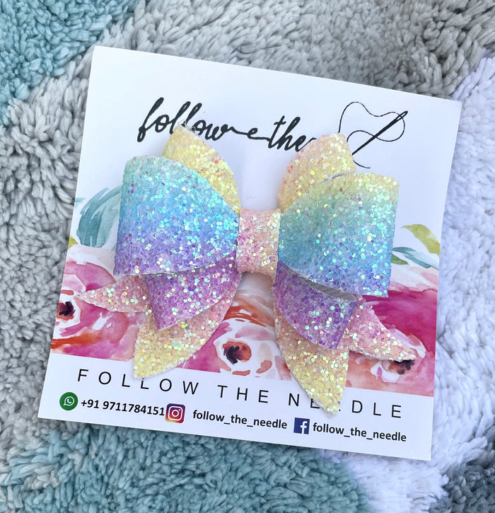Faux Leather Unicorn Glitter Hairbow Set of 1