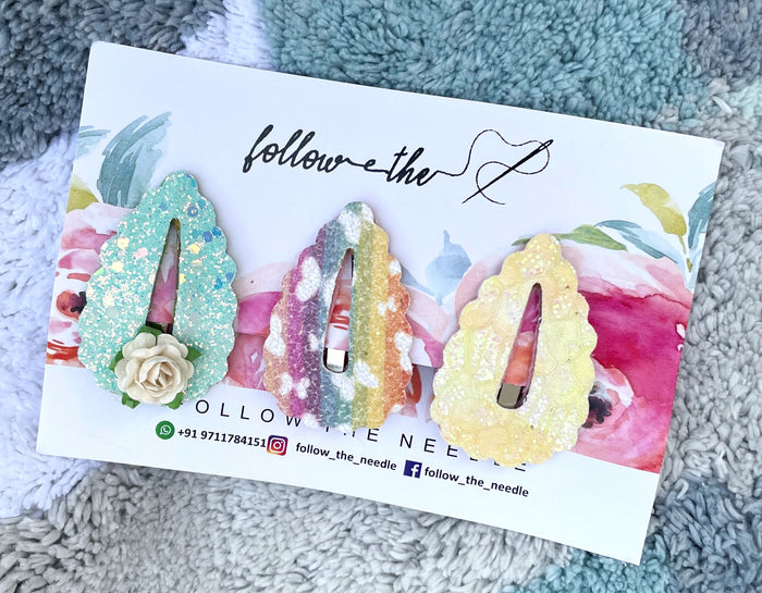 Faux Leather Butterfly Glitter Snap Pins Multicolour