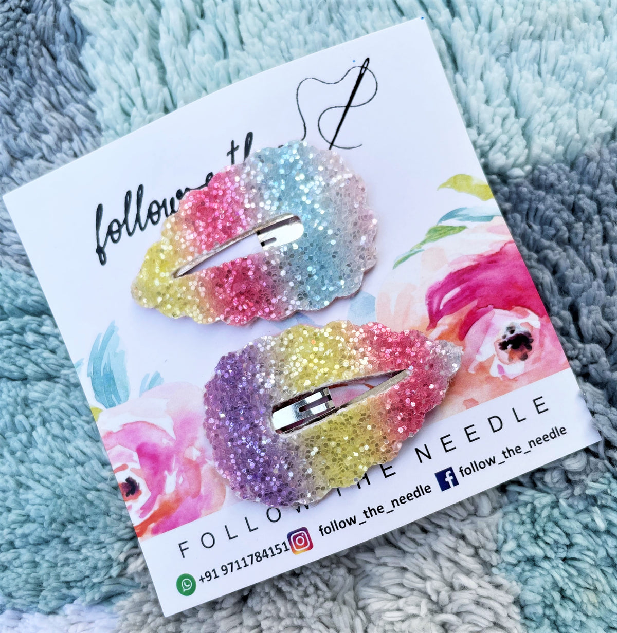 Faux Leather Glitter Snap Pins