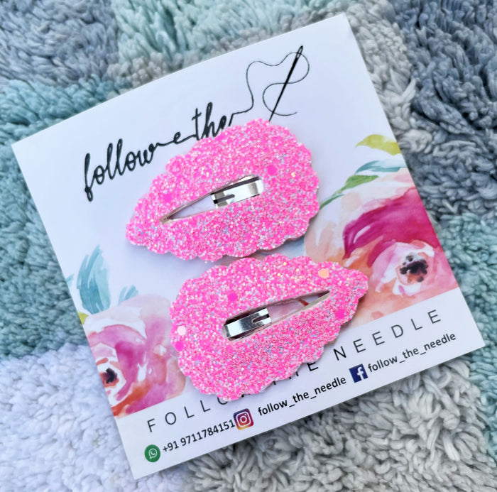 Faux Leather Glitter Snap Pins
