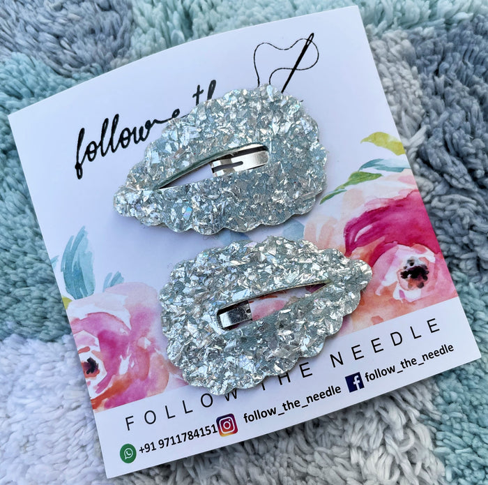 Faux Leather Glitter Snap Pins