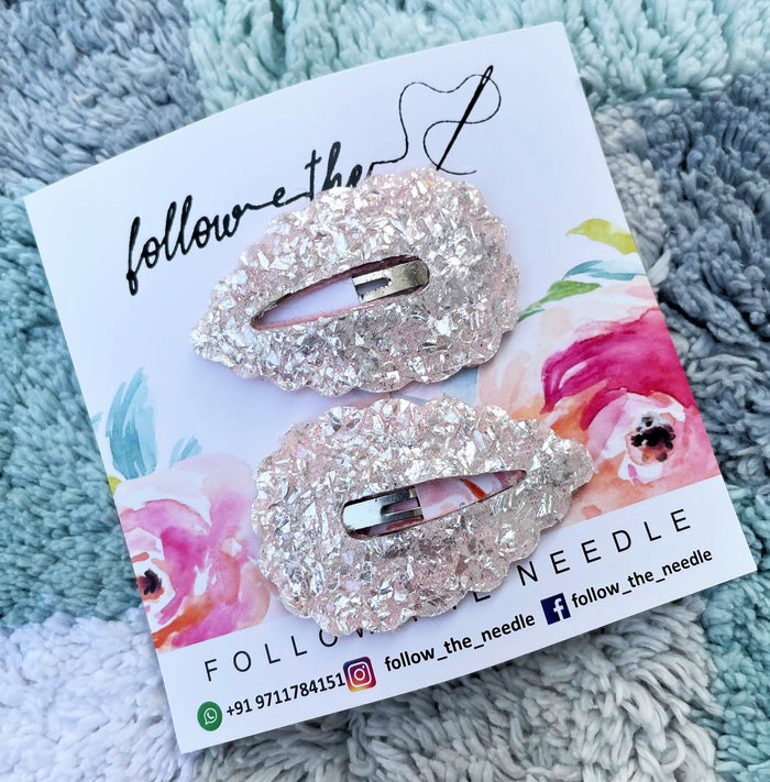 Faux Leather Glitter Snap Pins