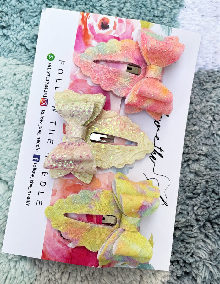 Faux Leather Glitter Snap Pins
